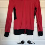 Nike Dri Fit Womens Full Zip Jacket Red Black Athletic Workout Size S Thumbholes Photo 4