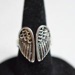 Source Unknown Angel Wings Silver Tone Metal Alloy Size 4 Cuff Fairy Casual Unisex Ring Photo 0