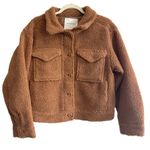 American Eagle NWOT Cropped Teddy Sherpa Jacket Brown Size XS Photo 2