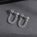 925 Silver Plated Tassel Chain Dangle Drop Earrings for Men Women Photo 0