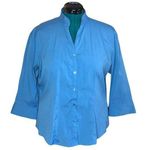 DCC Missy Blue Chinese Collar Quarter Sleeve Blouse Size XL Photo 0