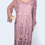 JODIFL Boho Hippie Blush Pink Dress Embroidered Sheer Mesh Over Lining Size M/L Photo 0
