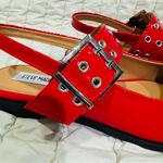 Steve Madden Women Smokee Buckle Slingback Bold Red Studded Flats Size 8.5 Photo 2