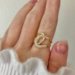 Boutique Gold Bypass Knot Swirl Pave Ring “Croixe” Cross Over Rhinestone Sparkly Femme Jewelry Photo 11