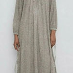 ZARA  Dress with Metallic Thread silver long sleeve with slip size med NWT Photo 0