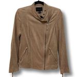 Adrienne Vittadini Tan Faux Suede Moto Jacket Photo 0