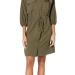 Bishop and Young Safari Olive Green Puff Sleeve Button Up Midi Dress - Small NWT Photo 1