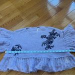 Free People  Robin Sheer Sweater Crop Tee Lavender black embroidery XS oversized Photo 5