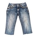 Miss Me Signature Cuffed Capri Jeans Denim Embellished Pockets Blue Size 27 Photo 7