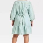 Ava & Viv Tiered Dress Tie Back Balloon Sleeve A Line Acid Wash Green Size 1X Photo 14