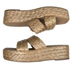 Sun Stone Women's Platform Wedge Sandals Raffia Double Strap Slides Size 10 Tan Photo 1