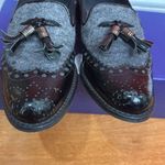 Stuart Weitzman "Chap" Black Patent Leather and Grey Flannel Tassel Loafers 6.5 Photo 10