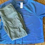 Eye Candy Sweet Treasures Blue Crop Sweatshirt, size XS w/  Gray Leggings, size M Photo 0