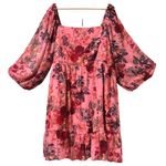 Torrid  Pink Rose Smocked Milkmaid Puffy Babydoll Tiered Glam Dress Women Size 4x Photo 0