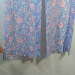 Versona  Blue Floral Linen Boho Retro Wide Leg Pants Size 4 Photo 5