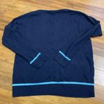 Loft  Floral Crew Neck Long Sleeve Sweater Women's Size M Navy Blue‎ Wool Mohair Photo 2