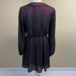 Modcloth Your Time To Shine Metallic Purple V-Neck Fit And Flare Dress Size L Photo 3