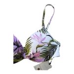 Shade & Shore  32B Bikini Top White Purple Green Floral Tropical Swim Underwire Photo 4