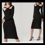 ASTR  The Label Cutout Cinched Midi Black Dress NWT Revolve XS‎ Photo 2