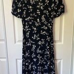 Olivaceous  Black and White Floral Print Midi Dress with Short Sleeves Photo 0