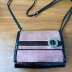 Brighton  Suede Leather Central Park Organizer Crossbody Purse Wallet‎ Pink Brown Photo 1