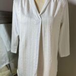 White Fitted Blouse with unique pointelle eyelet design Photo 4