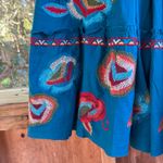 Tasha Polizzi Women's Turquoise Embroidered Pleated Midi Skirt Size XL. NEW Blue Photo 2