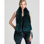 Theory  Ermy Atlanta Raccoon Fur & Wool Knit Vest Dark Green L Photo 2