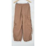 ZARA  Streetwear Cargo Pants Womens Small Beige High‎ Rise Elastic Waist Casual Photo 6