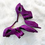 Carolina Herrera Magenta Suede Cut Out Heeled Sandals Photo 3
