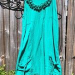 Sundance S Green Cotton Dress Coverup Ruffle neckline Photo 0