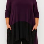 Sun Kim Women's Tunic Dress Size L Purple Black 3/4 Sleeve Pockets USA Made Size L Photo 0