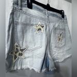 easel  Denim Distressed Frayed Edge Shorts animal print stars size small NWT Photo 10