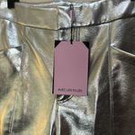 Avec Les Filles  Faux Leather High Waist Crop Wide Leg Pants - Metallic Silver Photo 4