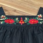 Romeo + Juliet Couture Embroidered Floral Black Top Tie Sleeve Blouse Size Small Photo 2