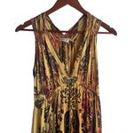 One World Women Maxi Dress S Yellow Batik Print Retro Style Boho Jersey Stretch Photo 9