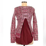 Lucky Brand | Pink Red Long Sleeve Bohemian Floral Open Back Blouse Size XS Photo 6