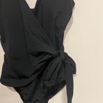 Lands' End  Swimsuit One Piece Wrap Front Tie V-Neck Black Size 14L Long Torso Photo 2