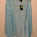Investments  Aqua and White Striped Blouse Photo 0