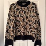 Joie  Flower Women’s Black & Tan Wool Crewneck Sweater Size Small Photo 3