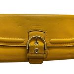 Coach Buckle Leather Wallet Billfold Card Holder Designer Luxury Preppy Yellow Photo 0