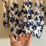 Rebecca Malone  Blue and White Floral Zip Up Sweater Size Medium Photo 4