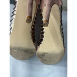 Womans Cape Robin Ankle Boots 8 Pink Back Zip Open Toe Stilettos Weave Detail Photo 7