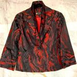 Red Black striped silky cropped blazer, size PS Photo 0