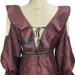 Beulah Red Black Stunning Runway Ruffle V-neck Dress Size L Photo 4