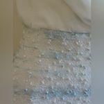 EVENT Delicate Light Blue White Sheer Back & Front Open V Neck Midi Dress.Sz M Size M Photo 2