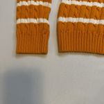 Ralph Lauren Lauren  Cable Knit Long Sleeve V Neck Sweater Orange Stripe Medium # Photo 8