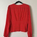 Free People Love Street Red White Polka Dot Long Sleeves Chic Stylish Blouse M Photo 7