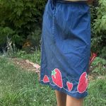 Vintage 1985 Jilly Strawberry Appliqué skirt Blue Size M Photo 5