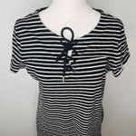 Tommy Hilfiger Striped  Navy Blue Gray And White Form Fitting Dress Size L Photo 1